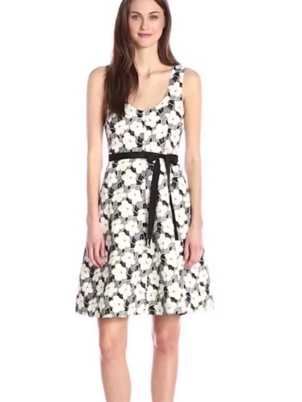 Plenty by Tracy Reese Black and White Floral Fit-and-Flare Mona Dress
